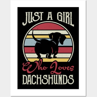 Just A Girl Who Loves Dachshunds T shirt For Women T-Shirt Posters and Art